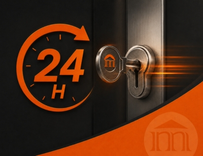 Logotipo de cerrajero urgente a 24 horas